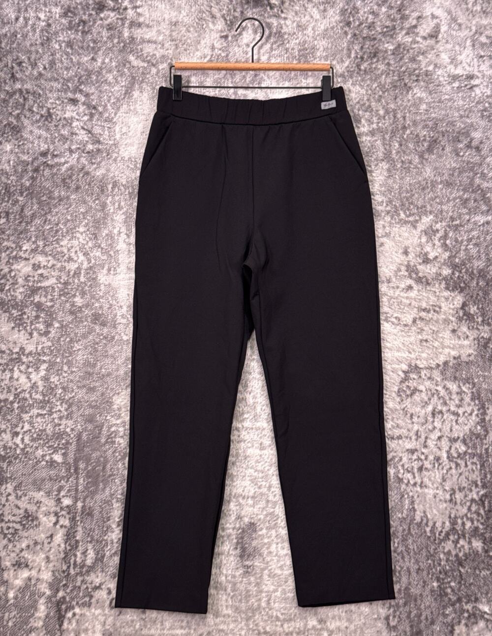 Max Mara Leisure Pants Large Womens Black Stretch Scuba Fabric Fleece Lined